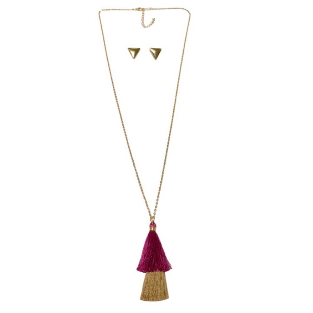 Lily Sky Tassel Long Necklace & Earrings Set
